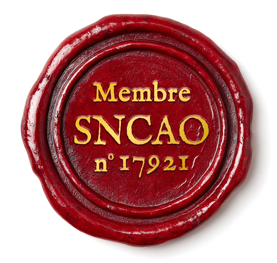 Cachet en cire indiquant : Membre du SNCAO n°17921